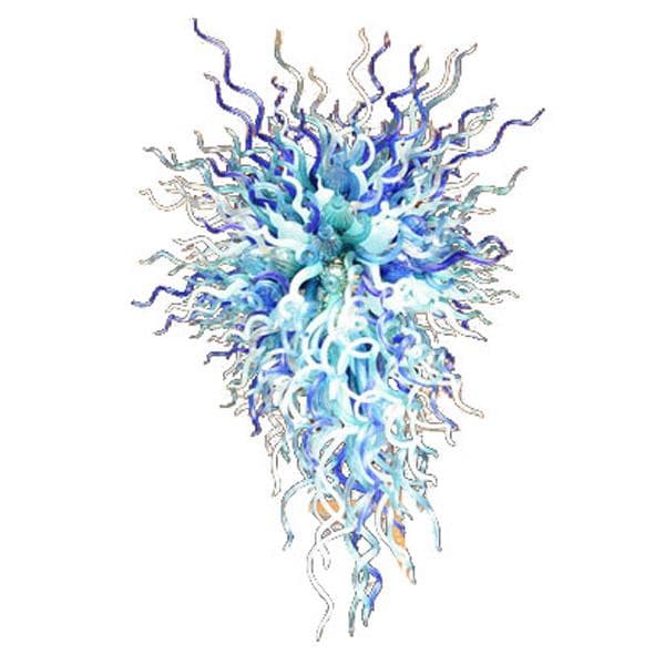 Serene Coastal Hand-Blown Glass Chandelier | Ocean Blue Fluidity Art Lighting - BeyPan