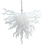 Serene Waterfall Artisan Glass Chandelier - Modern Hand-Blown White - BeyPan