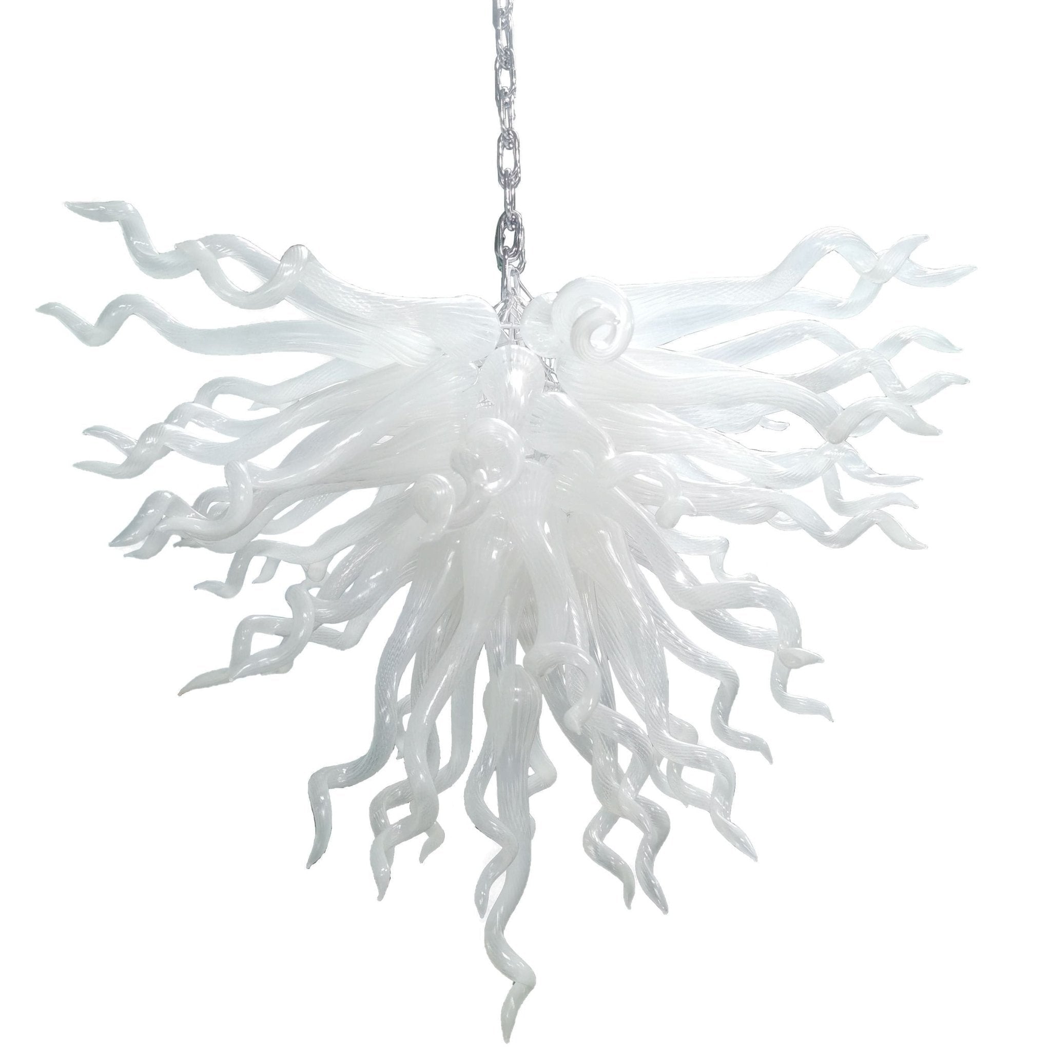 Serene Waterfall Artisan Glass Chandelier - Modern Hand-Blown White - BeyPan
