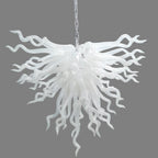 Serene Waterfall Artisan Glass Chandelier - Modern Hand-Blown White - BeyPan