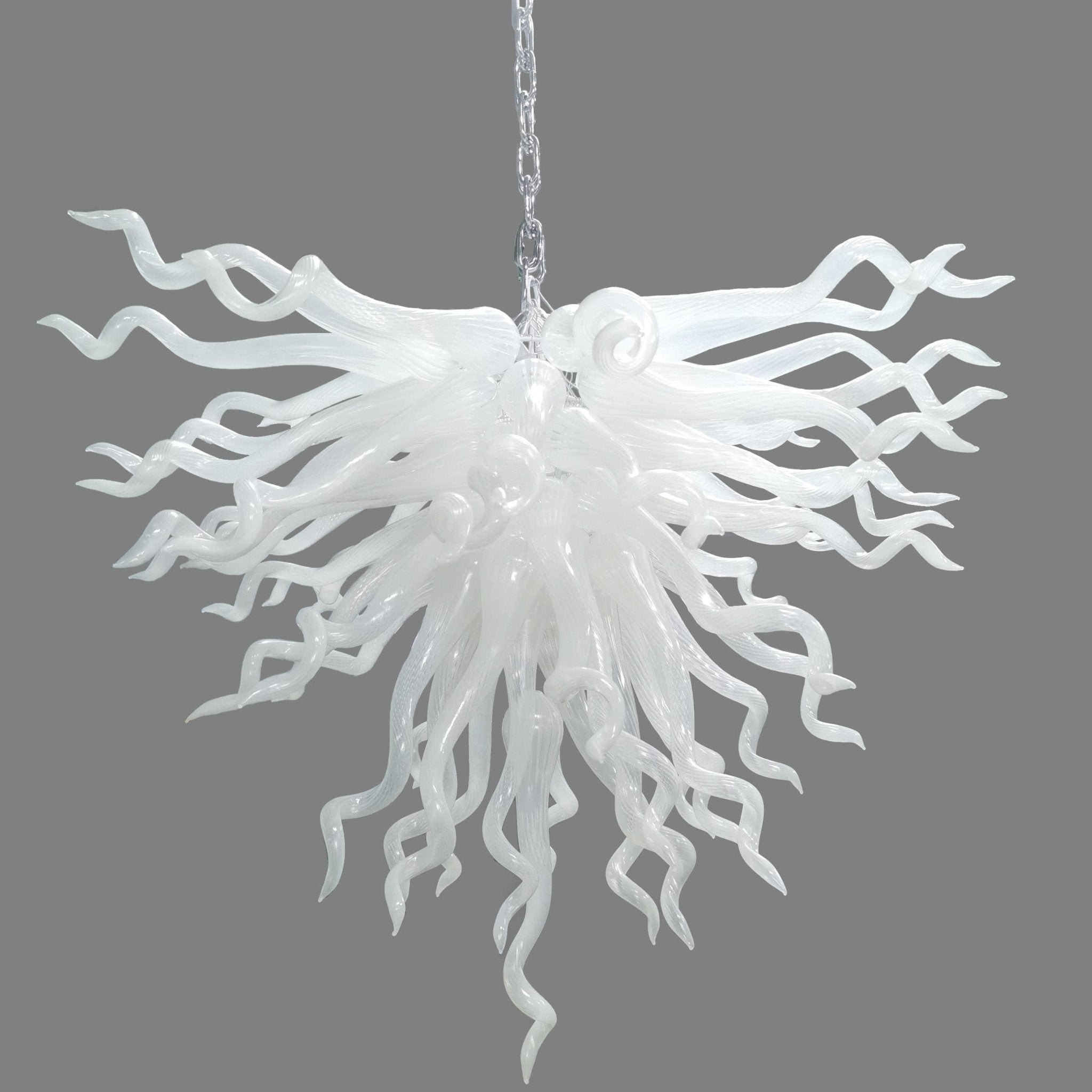 Serene Waterfall Artisan Glass Chandelier - Modern Hand-Blown White - BeyPan
