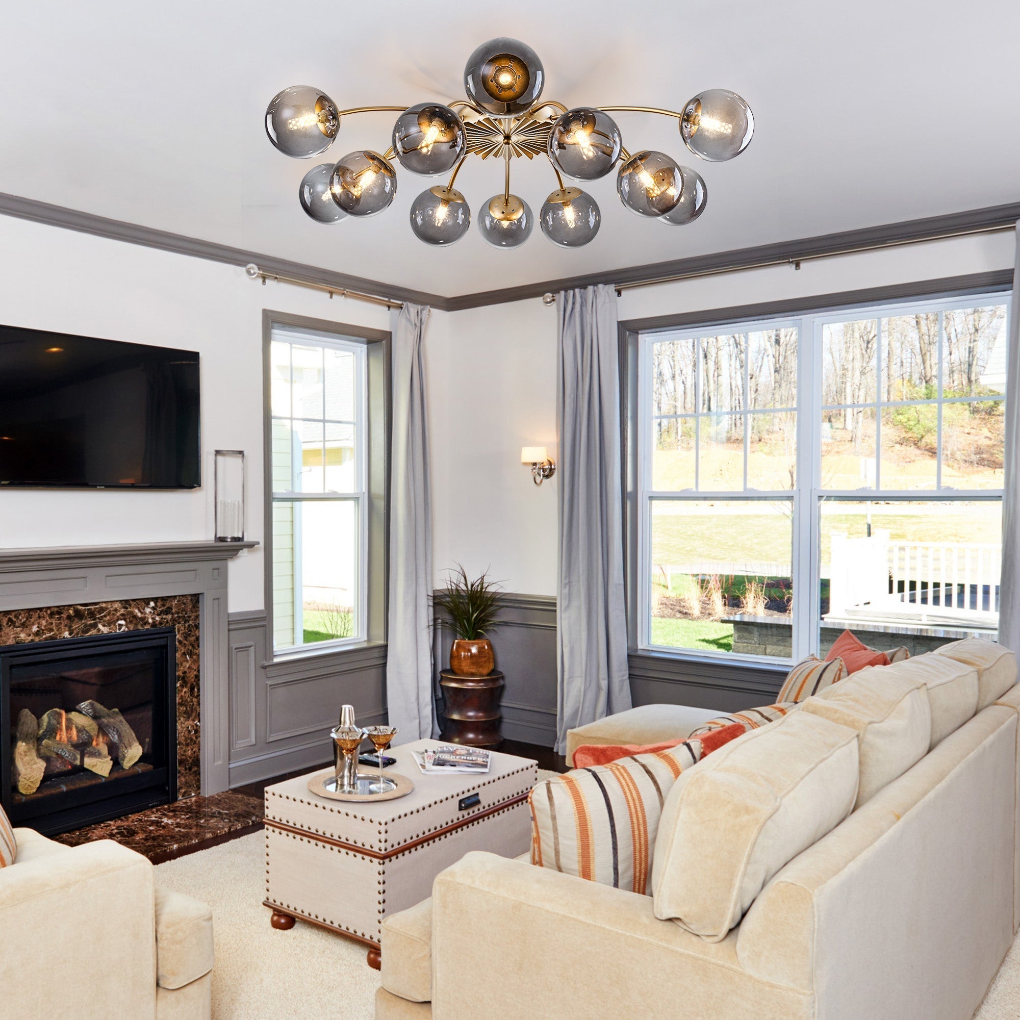 Smoke Gray Globe Semi-Flush Light - BeyPan