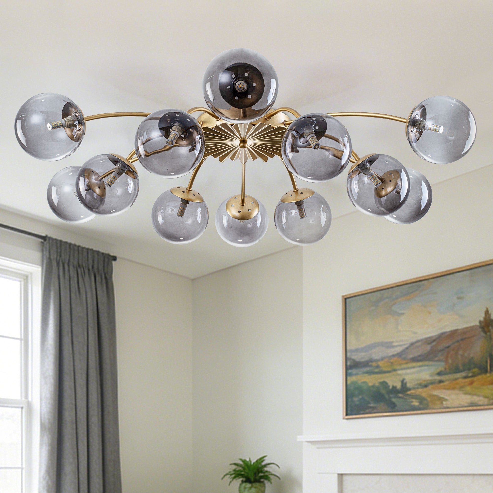 Smoke Gray Globe Semi-Flush Light - BeyPan Hauptbild