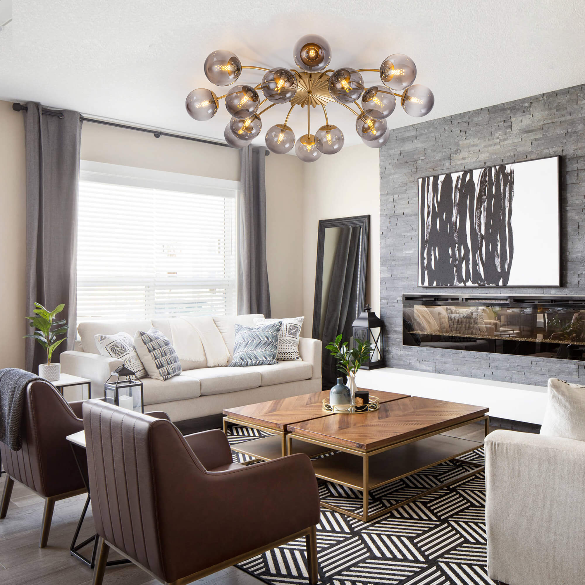 Smoke Gray Globe Semi-Flush Light - BeyPan