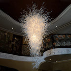 Snow Wonder Artisan White Blown Glass Chandelier | Large Winter-Inspired Artwork - BeyPan