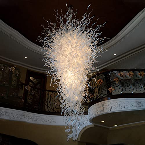 Snow Wonder Artisan White Blown Glass Chandelier | Large Winter-Inspired Artwork - BeyPan