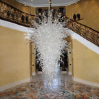 Snow Wonder Artisan White Blown Glass Chandelier | Large Winter-Inspired Artwork - BeyPan