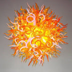 Solar Flare Artisan Blown Glass Chandelier - Modern Orange and White Sunburst - BeyPan