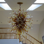 Solar Flare Artisan Glass Chandelier - Warm Orange and Golden - BeyPan