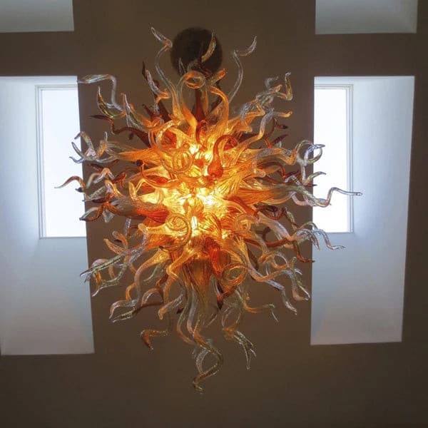 Solar Flare Artisan Glass Chandelier - Warm Orange and Golden - BeyPan Hauptbild