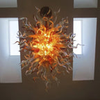 Solar Flare Artisan Glass Chandelier - Warm Orange and Golden - BeyPan