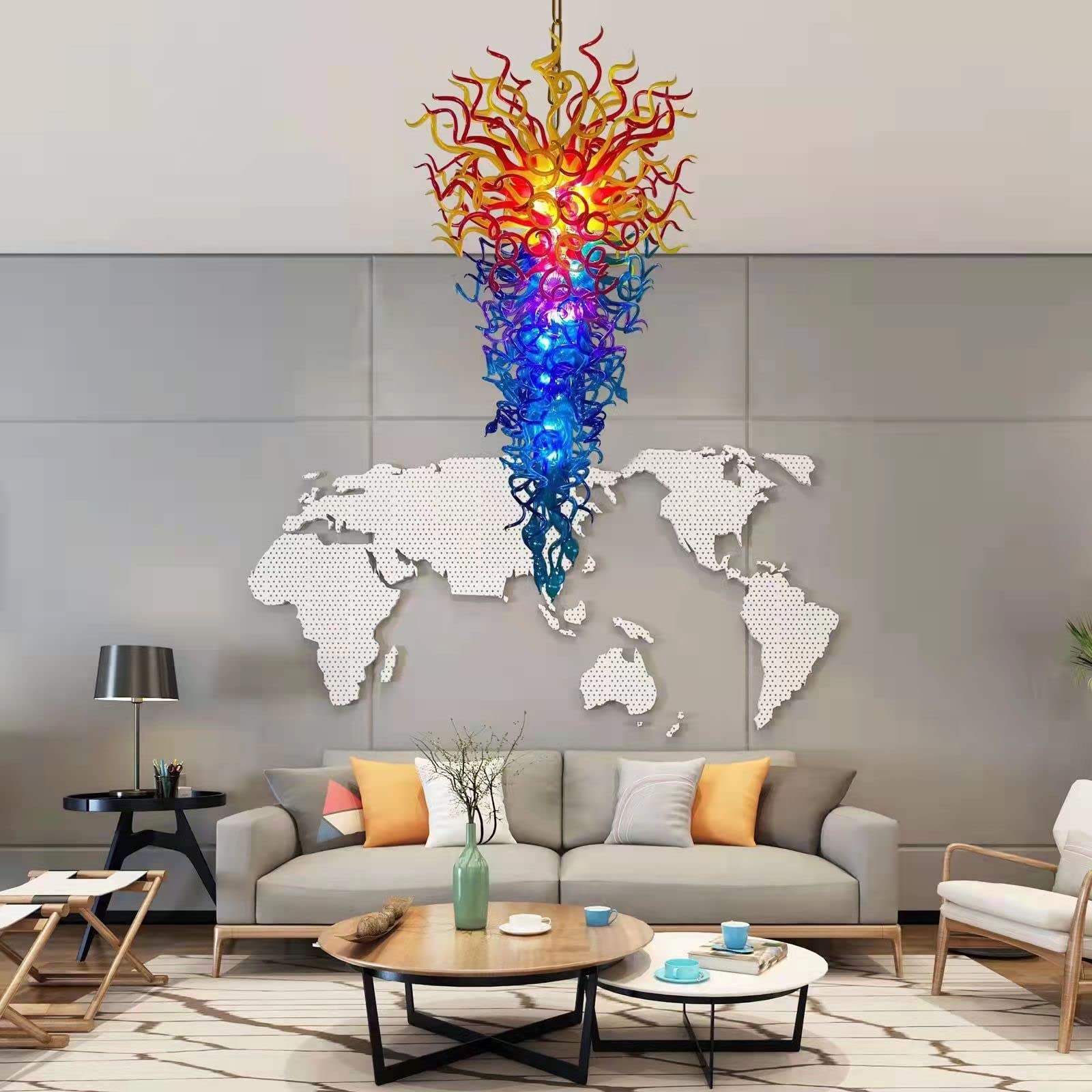 Spectrum Artisan Blown Glass Chandelier Multi Colors Inverted Cone Shape - BeyPan