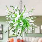 Spring Willow Artisan Blown Glass Chandelier - Refreshing Green and White - BeyPan
