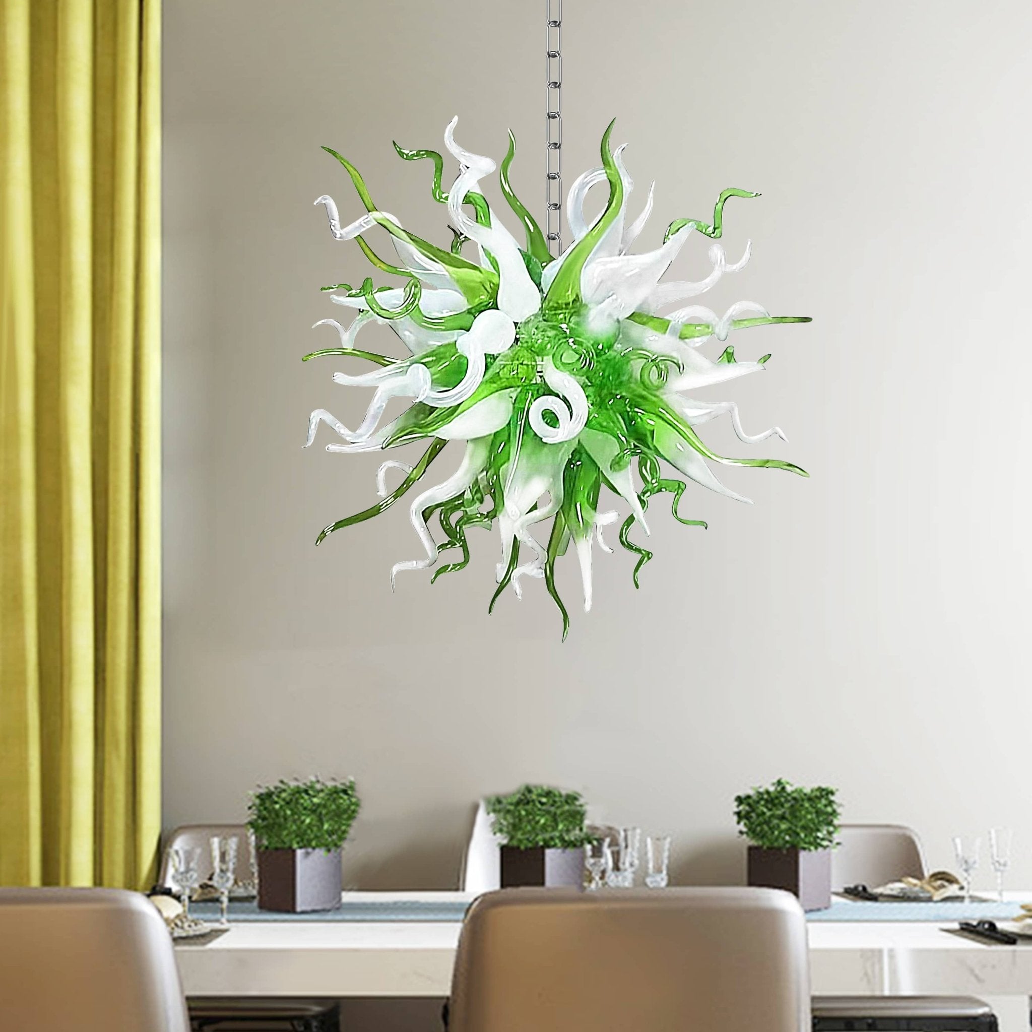 Spring Willow Artisan Blown Glass Chandelier - Refreshing Green and White Zweitbild