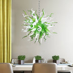 Spring Willow Artisan Blown Glass Chandelier - Refreshing Green and White - BeyPan