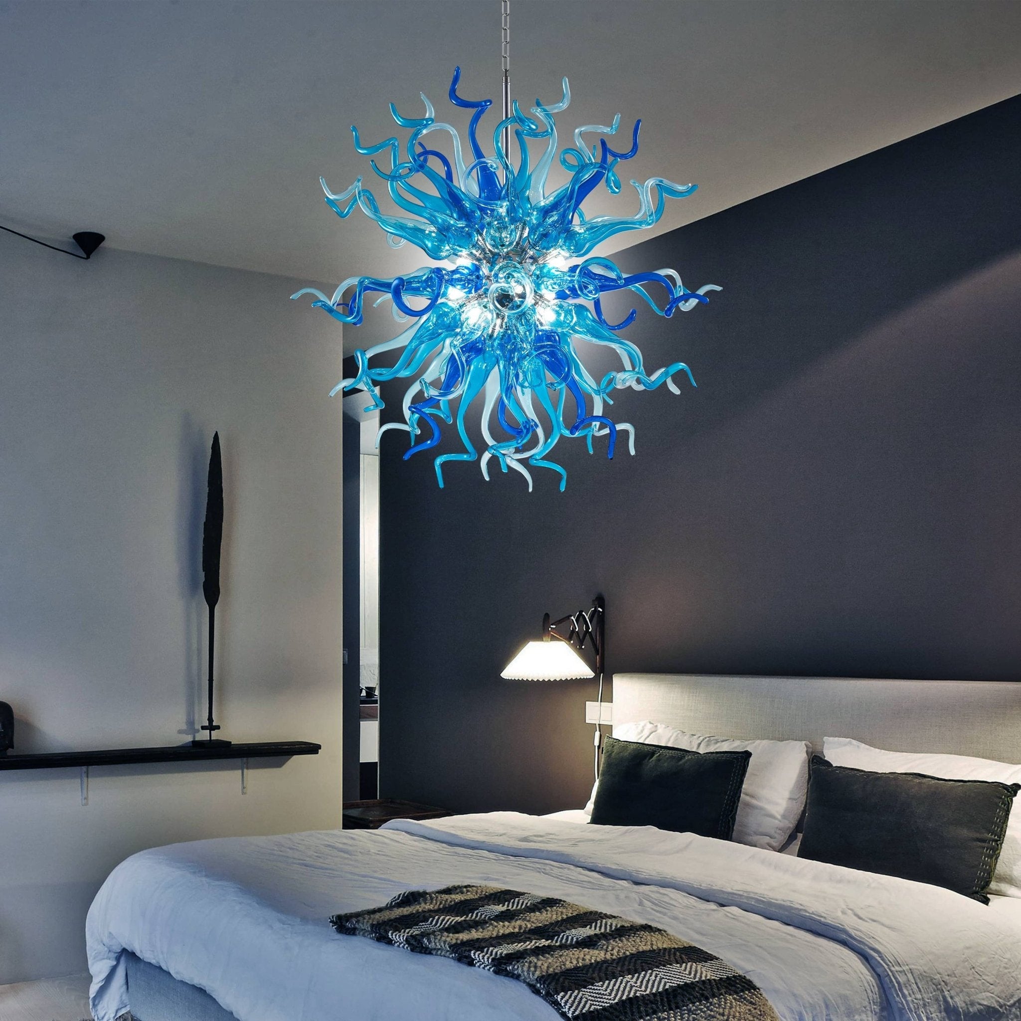 Sputnik Blown Glass Chandelier - Azure & Deep Blue - BeyPan