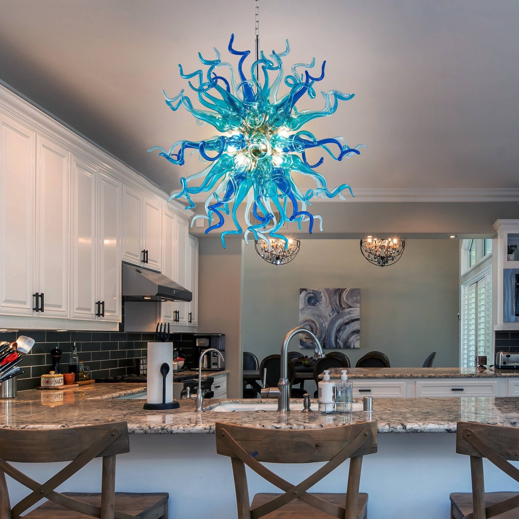Sputnik Blown Glass Chandelier - Azure & Deep Blue - BeyPan