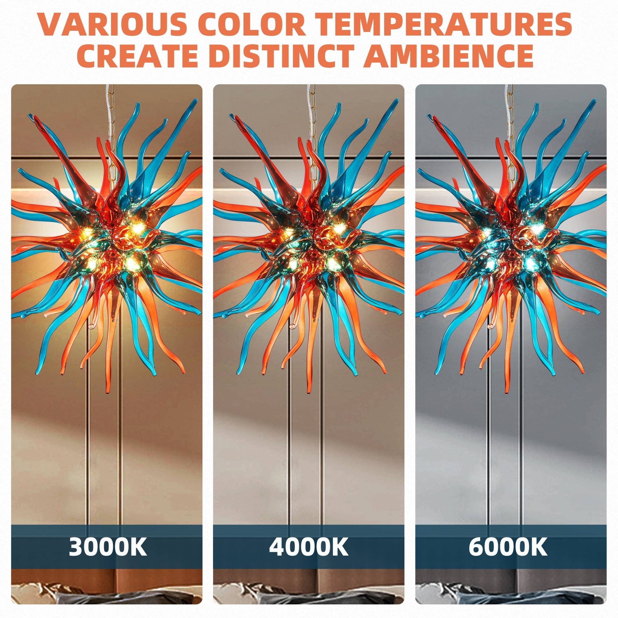 Sputnik Blown Glass Chandeliers Electroplating Multi Colors - BeyPan