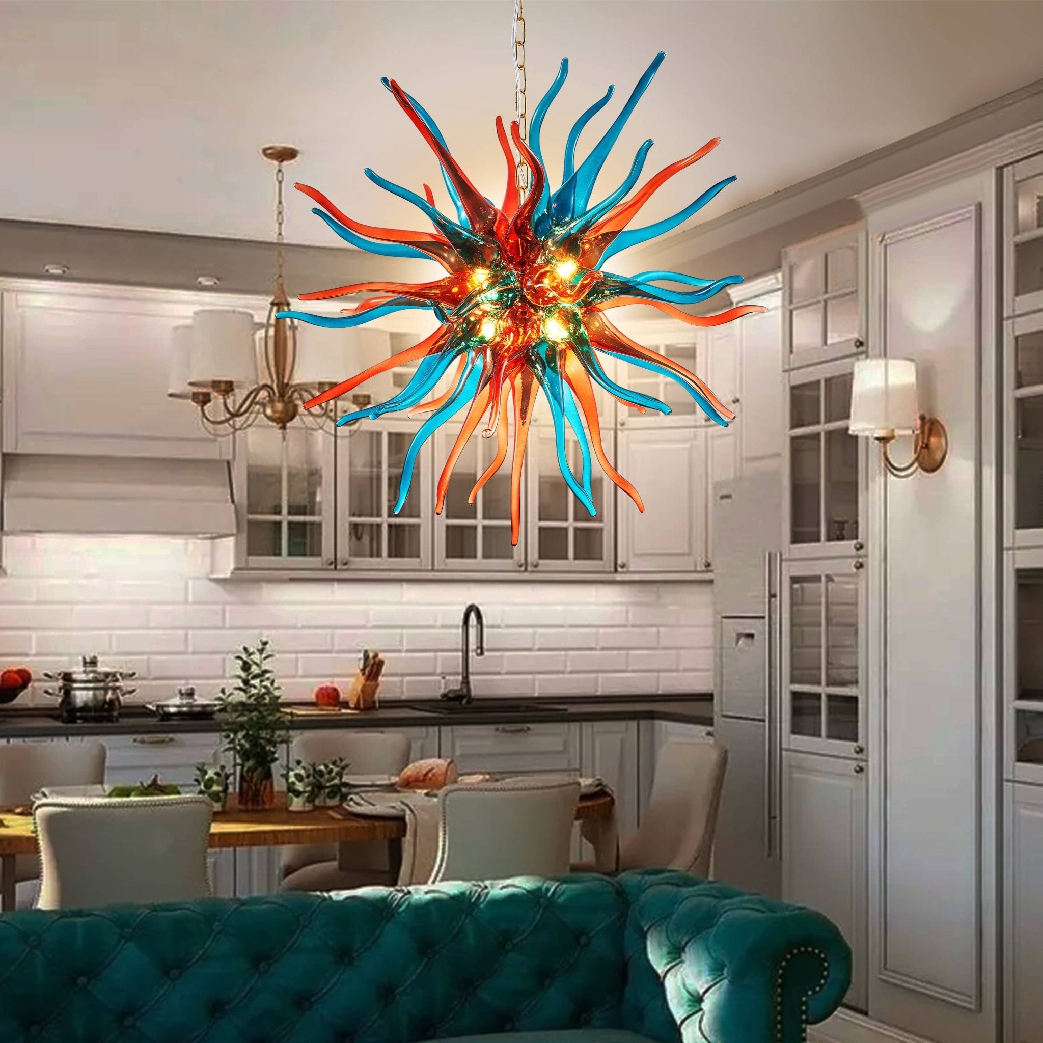Sputnik Blown Glass Chandeliers Electroplating Multi Colors - BeyPan