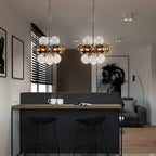 Sputnik Bubbles Chandelier Clear Ribbed Balls With Smoky Smooth Balls - BeyPan