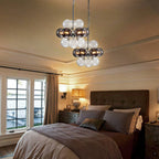 Sputnik Bubbles Chandelier Clear Ribbed Balls With Smoky Smooth Balls - BeyPan