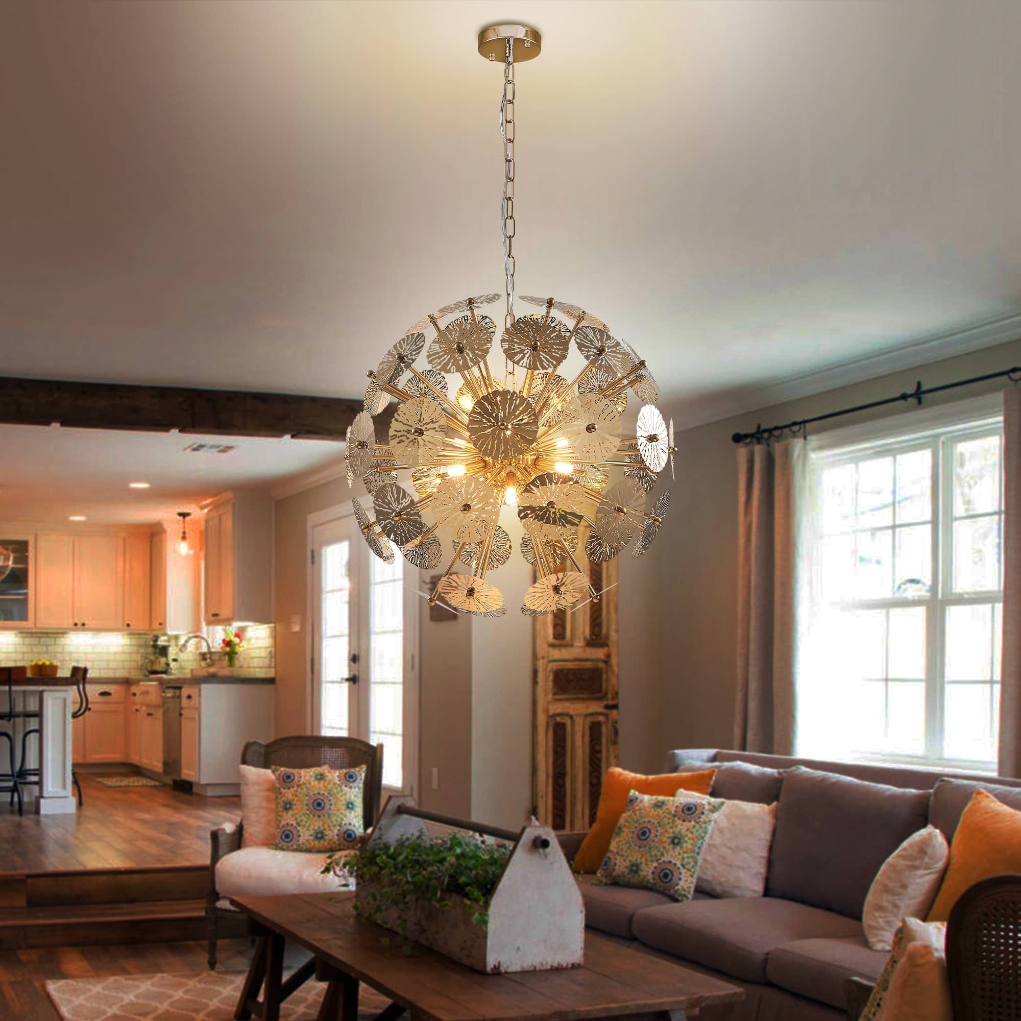 Sputnik Chandelier Dandelion Shape Hollow Out Steel Plates Zweitbild