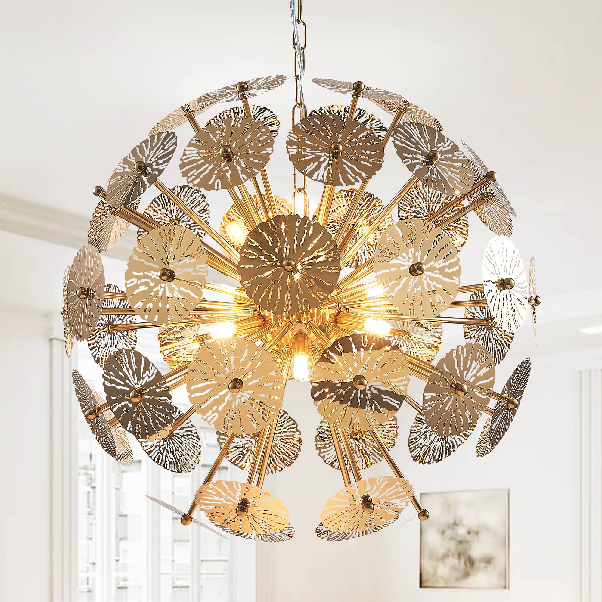 Sputnik Chandelier Dandelion Shape Hollow Out Steel Plates - BeyPan
