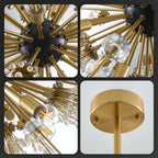 Sputnik Crystal Chandelier 17-Lights Gold Starburst Sphere - BeyPan