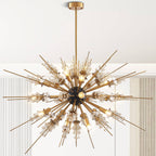 Sputnik Crystal Chandelier 17-Lights Gold Starburst Sphere - BeyPan