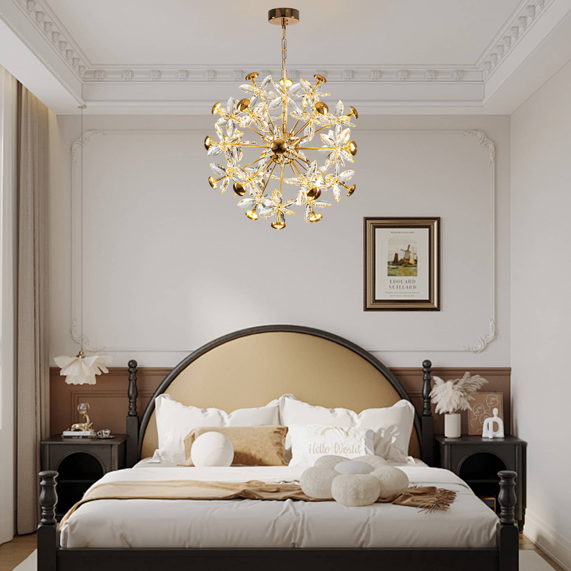 Sputnik Crystal Chandelier Gold Sphere Crystal Flower - BeyPan