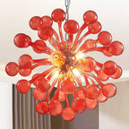 Sputnik Shape Blown Glass Chandelier Red Color Ball Knob End - BeyPan