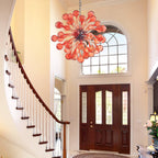 Sputnik Shape Blown Glass Chandelier Red Color Ball Knob End - BeyPan
