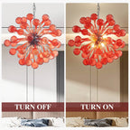 Sputnik Shape Blown Glass Chandelier Red Color Ball Knob End - BeyPan
