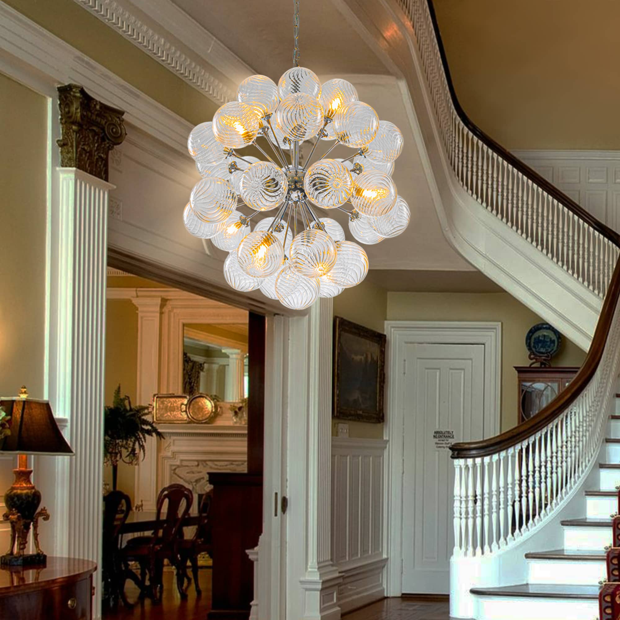Sputnik Shape Bubbles Chandelier Clear Swirl Ribbed Texture Zweitbild
