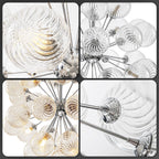 Sputnik Shape Bubbles Chandelier Clear Swirl Ribbed Texture - BeyPan