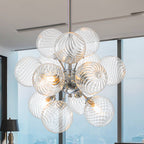 Sputnik Shape Bubbles Chandelier Clear Swirl Ribbed Texture - BeyPan