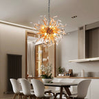 Sputnik Shape Chandelier Blown Murano Like Glass Strip Amber Ribbon - BeyPan
