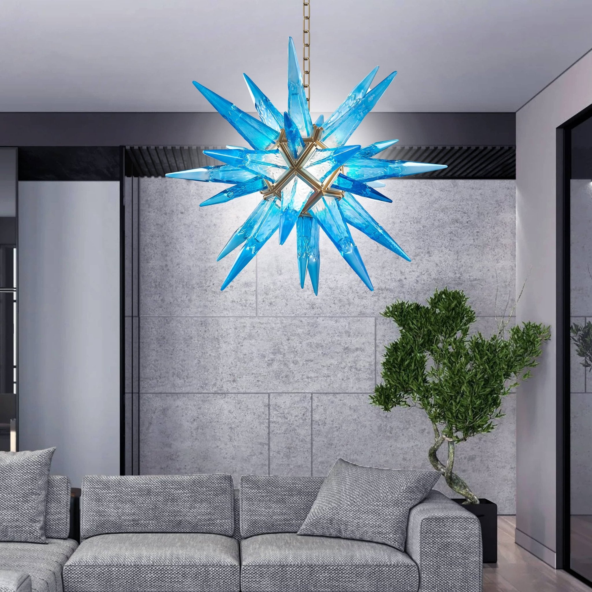Starburst Chandelier Blue Icicles Glass Zweitbild