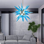 Starburst Chandelier Blue Icicles Glass - BeyPan