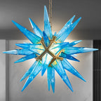 Starburst Chandelier Blue Icicles Glass - BeyPan