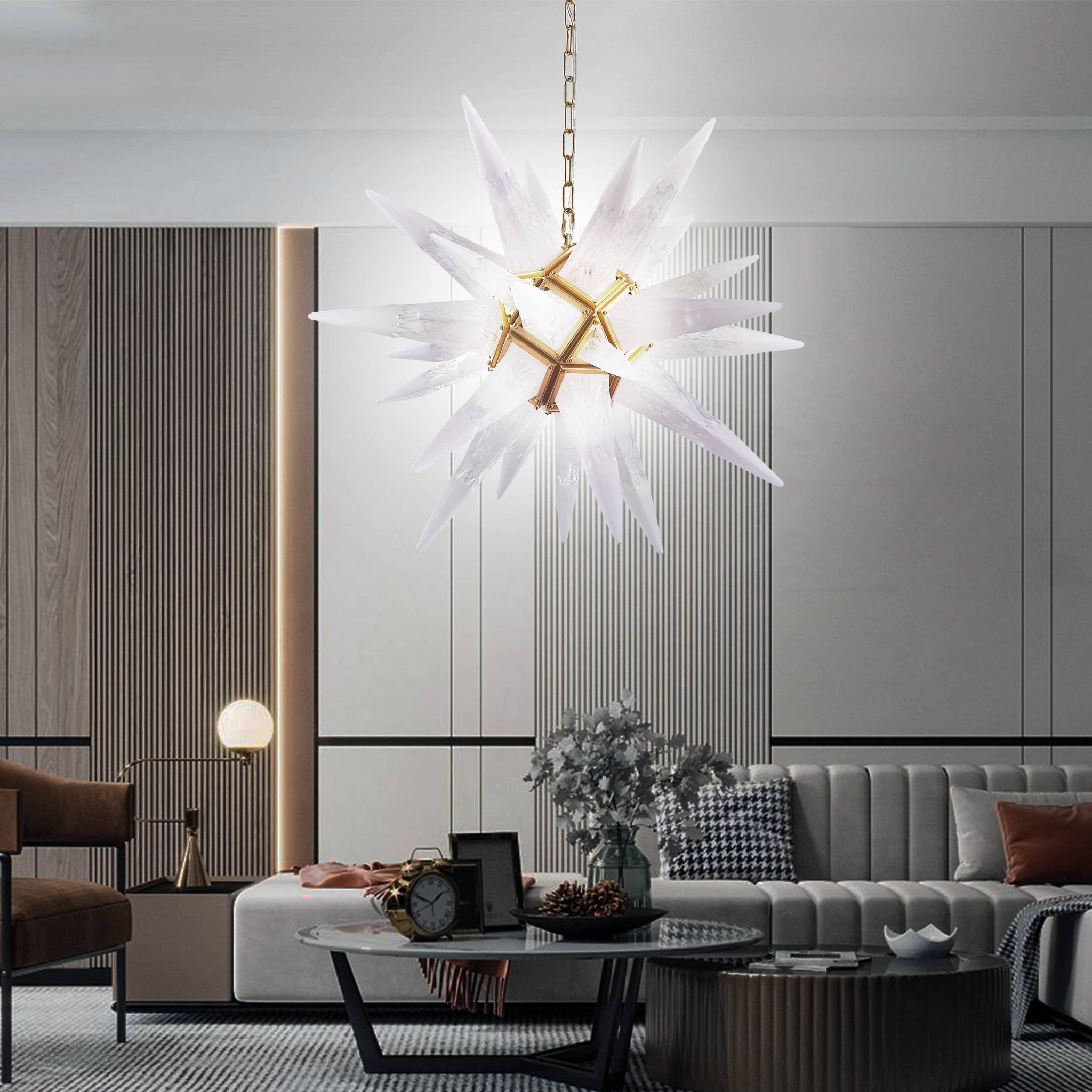 Starburst Chandelier White Icicles Glass - BeyPan