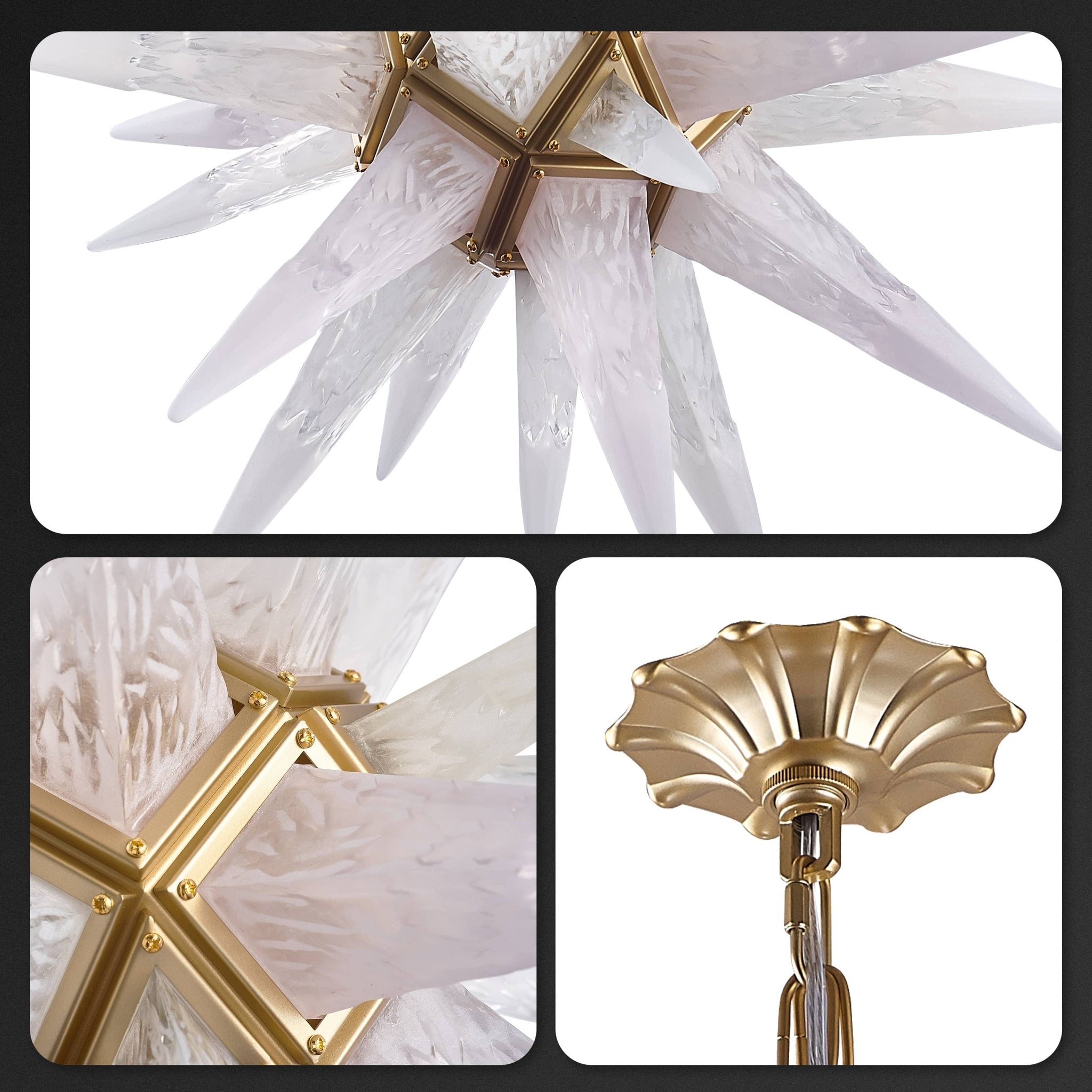 Starburst Chandelier White Icicles Glass - BeyPan
