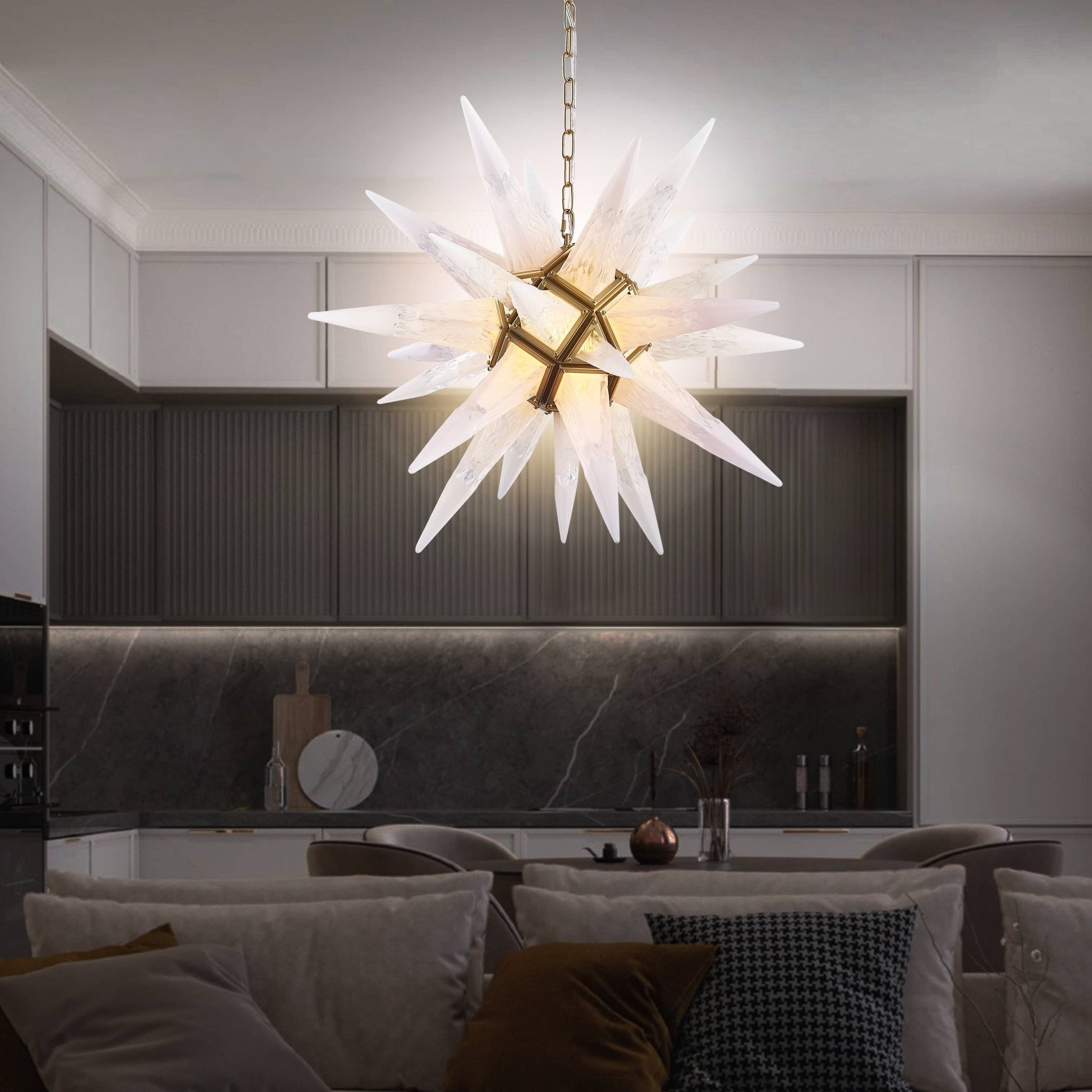 Starburst Chandelier White Icicles Glass Zweitbild