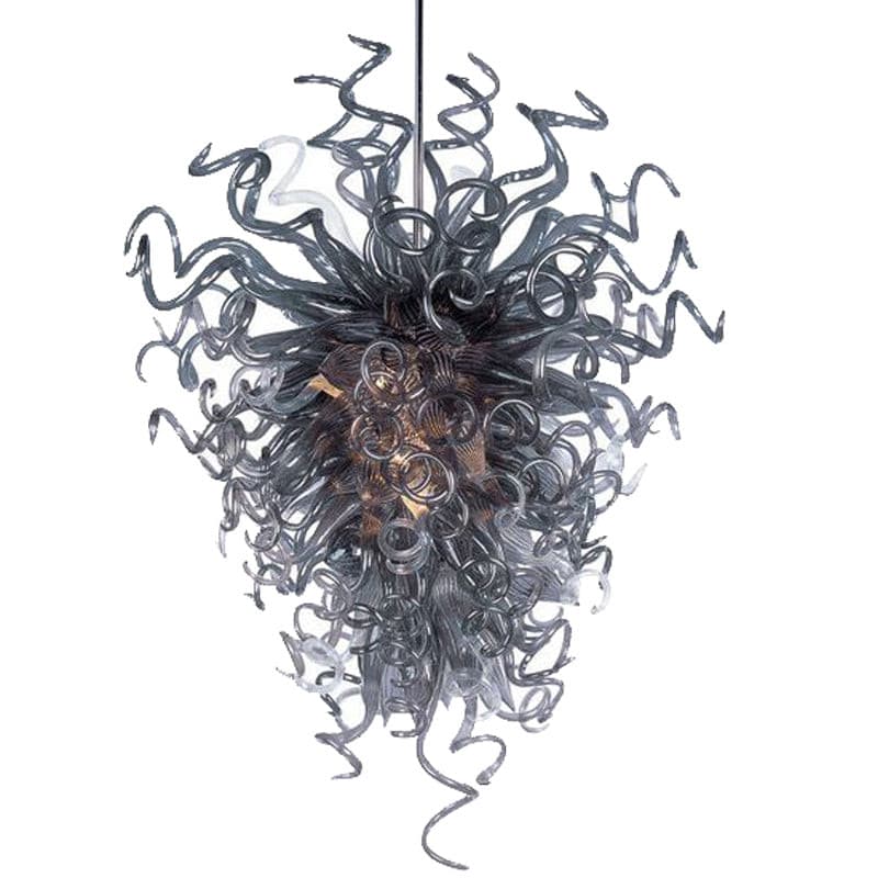 Stormy Nebula Artisan Blown Glass Chandelier - Sophisticated Smoke Grey and Clear Glass - BeyPan Hauptbild