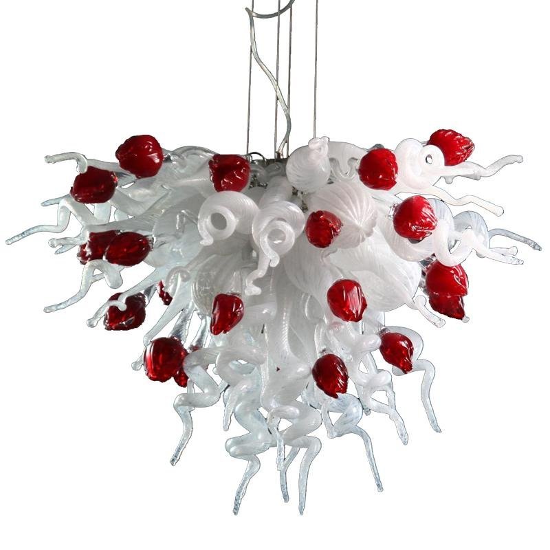Strawberry Cake Murano Style Blown Glass Chandelier White N Red - BeyPan Hauptbild
