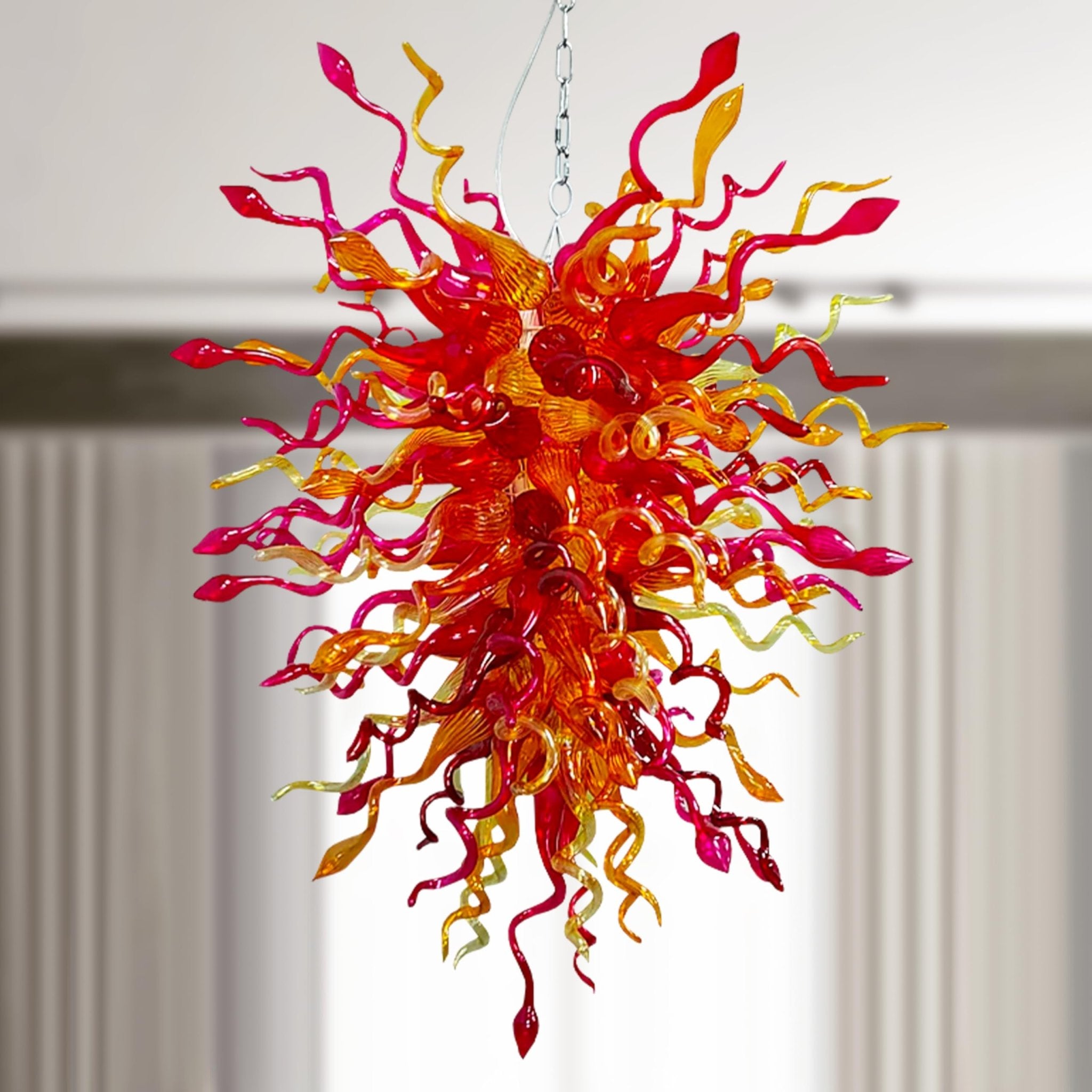 Sun Flare Blown Glass Chandelier Red Amber And Violet Zweitbild