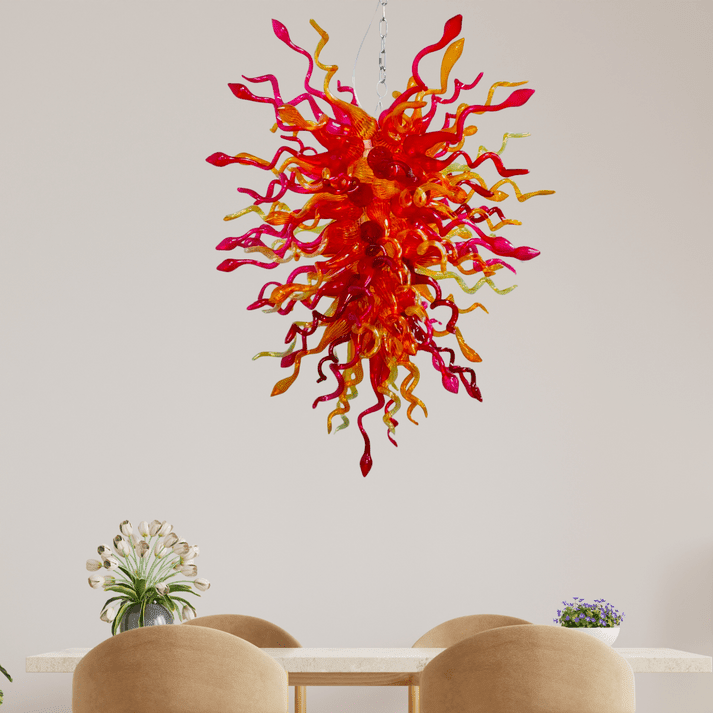 Sun Flare Blown Glass Chandelier Red Amber And Violet - BeyPan