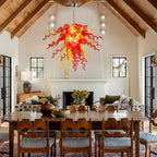 Sun Flare Blown Glass Chandelier Red With Amber - BeyPan