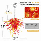 Sun Flare Hand Blown Glass Art Chihly Style Chandelier Red and Amber Artisan Coils Sculptural Pendant Light for Modern Interiors - BeyPan