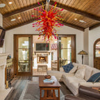 Sunset Hues Hand Blown Glass Chandelier - Fiery Artistic Lighting - BeyPan
